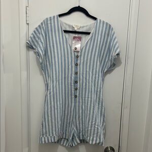 Striped Blue Button-Down Women's Top